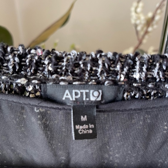 APT 9 V-neck Sequin Metallic Silver/Blk long sleeve pull on lined sweater size M - Picture 5 of 6